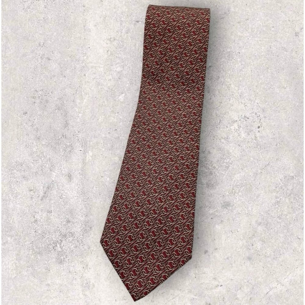 NEW GIVENCHY Silk Tie ITALY Burgundy Chain W:3.7"
